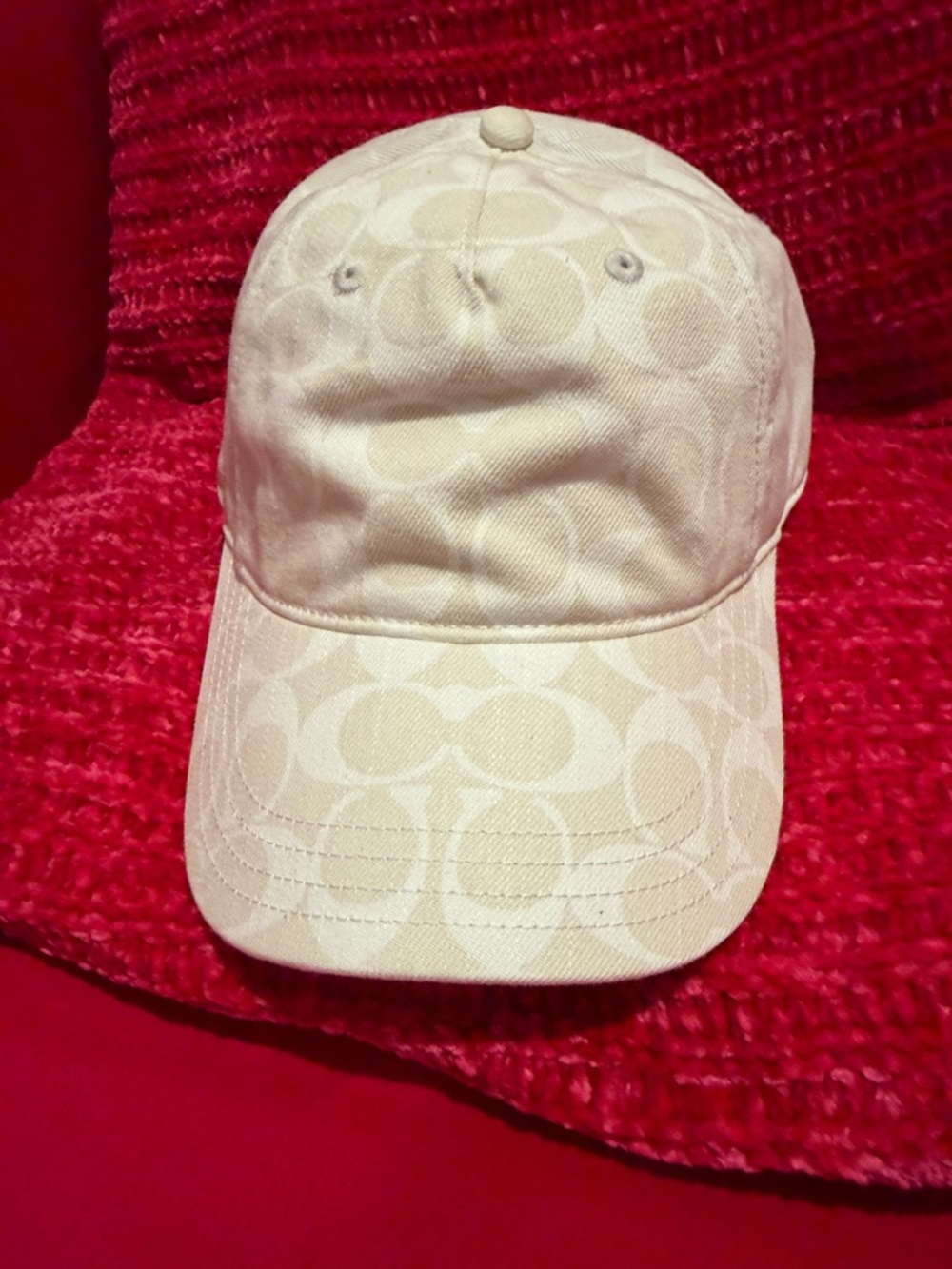 Coach Cream Signature Monogram Baseball Cap